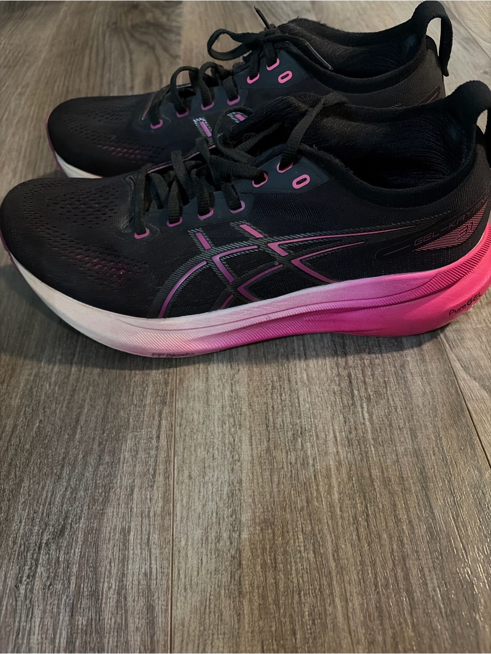 ASICS Women’s Black and Pink Gradient Running Sneakers